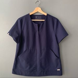 FIGS - Kasane Popover Scrub Top - L / NAVY